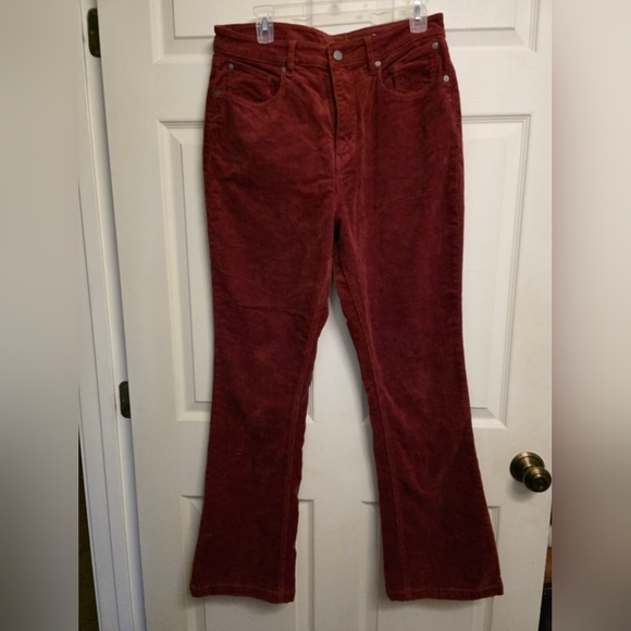 Volcom Women's Flare Corduroy Pants in Deep Red - Picture 1 of 5